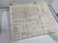 The second object TO182. A piece of paper about A3 in size with many creases. On the front are pictorial and written instructions for making a BDM uniform. On the back is the pattern.