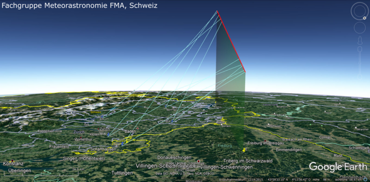 Feuerkugel aufgenommen mit dem Schweizer Meteornetzwerk