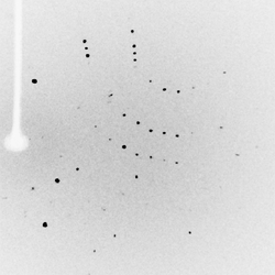 Typical diffraction image. The black dots correspond to detected X-rays