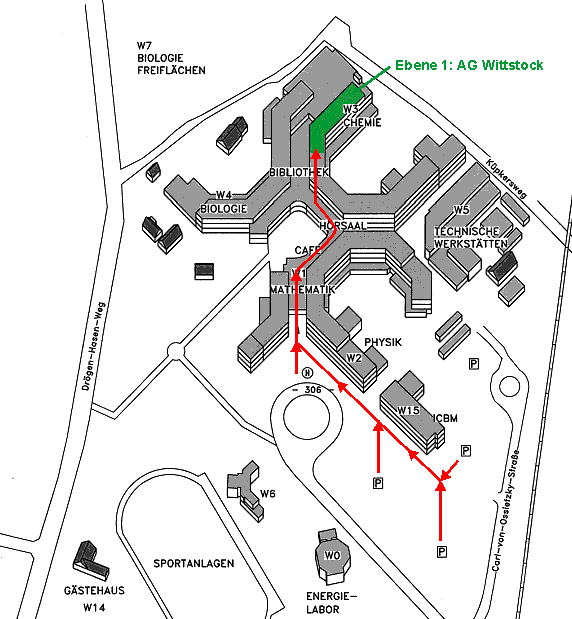 Schematic: Footpath from parking lot to laboratoyr area