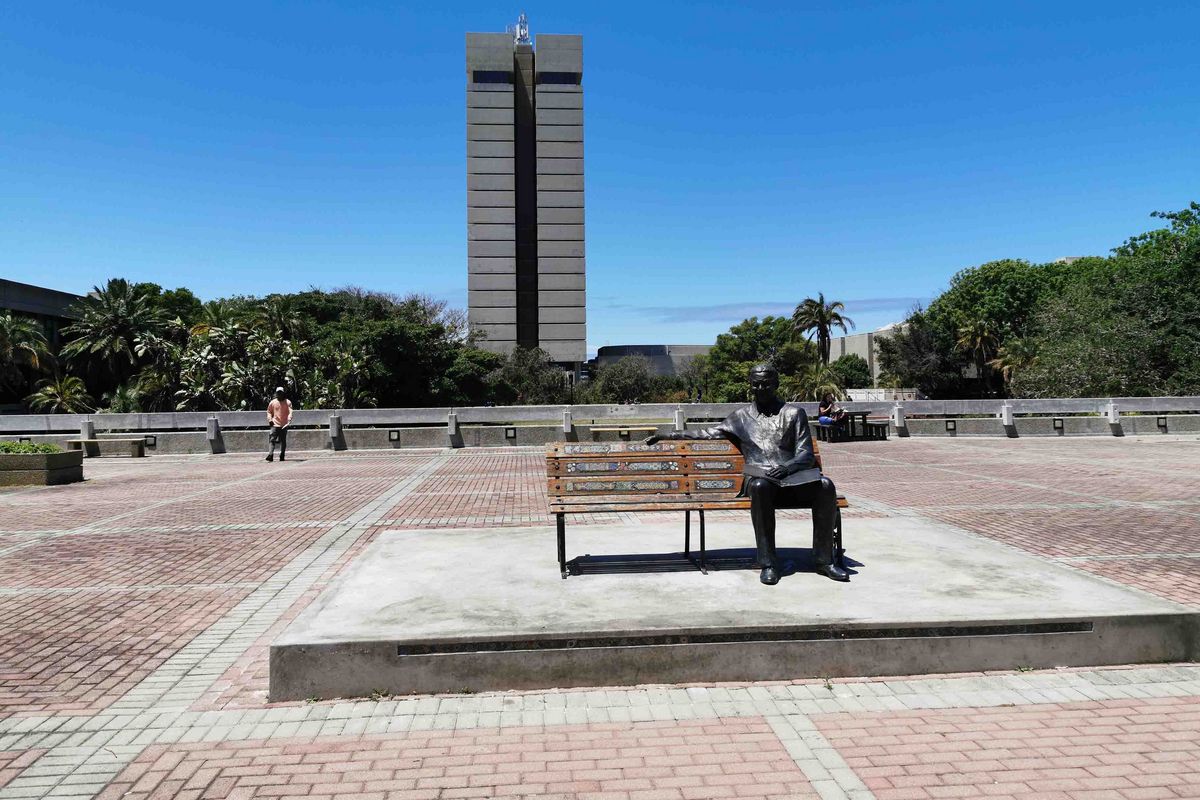 Mandela monument on the campus at Nelson Mandela University