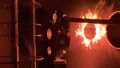 The experimental setup consists of an electron spectrometer, a so-called filter wheel and light phenomena reminiscent of a fire.