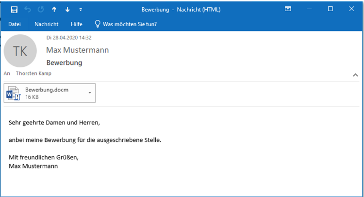 Phishing-Mail mit Virus