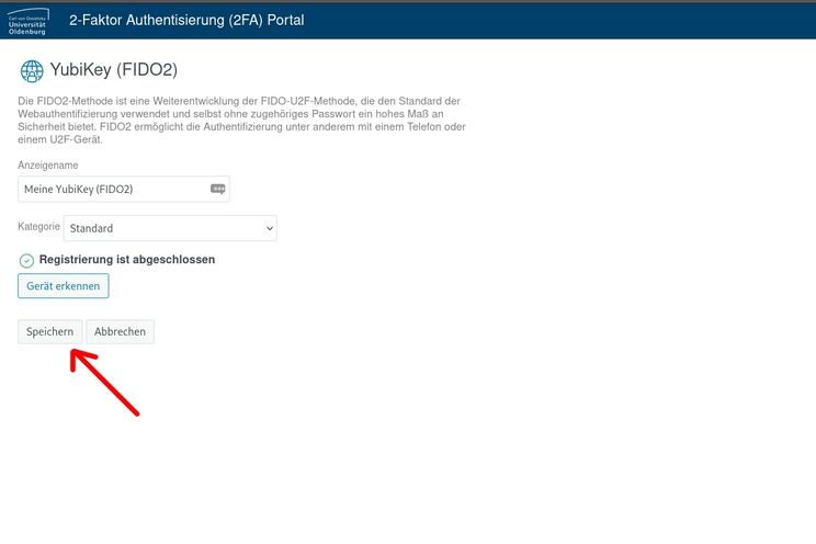 YubiKey successfully registered