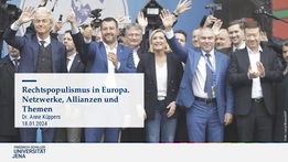Rechtspopulismus in Europa. Netzwerke, Allianzen und Themen. Präsentationsfolien von Dr. Anne Küppers zum Vortrag am 18.01.2024