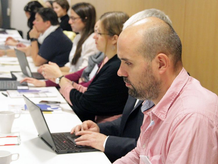 C3L Visiting - Foto Teilnehmer vor Laptop