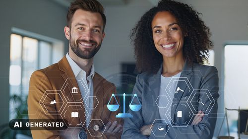 Weibliche Anwältin sitzt am Arbeitsplatz im Büro