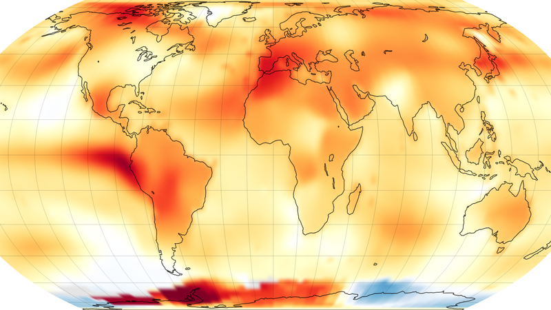 Weltkarte mit Temperaturanomalien