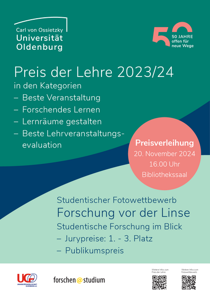 Preisverleihung "Preis der Lehre" und Fotowettbewerb "Forschung vor der Linse - Studentische Forschung im Blick"