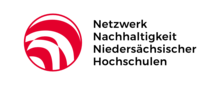 The graphic shows the logo of the HochNiNa network. It consists of a circle on the left, which is illustrated with red and white arcs on the inside. On the right is the name of the network, with a word from the title in each line.