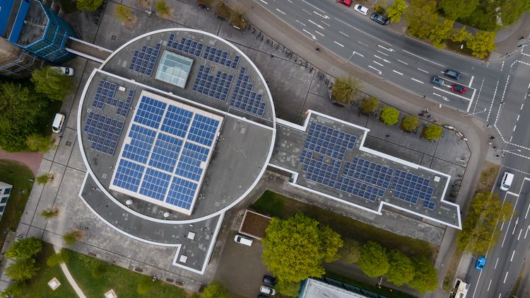 PV-Anlage A14 (gesamt) aus der Vogelperspektive, Leistung 146,28 kWp