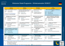 Programm der Welcome Week im Wintersemester 2026/27 an der Uni Oldenburg