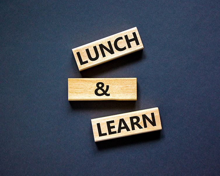 Picture with writing: Lunch and Learn
