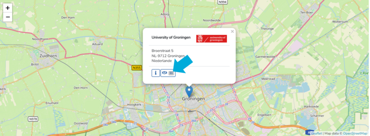 Klicken Sie bei Ihrer Wunsch-Universität auf das „Handshake-Symbol”.
