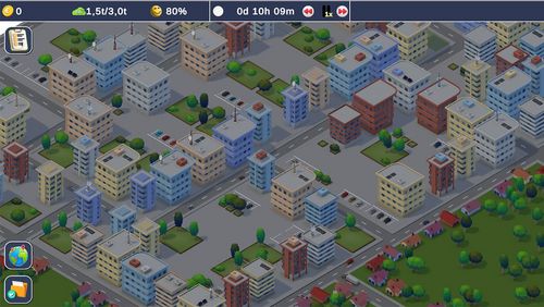 Das Spiel erlaubt Sendungs- und Routen-Planung direkt in realistischen Stadtansichten. Die Übersicht enthält u. a. Anzeigen zum Emissionsverbrauch, zur Mitarbeiterzufriedenheit und zum gesamten Nachhaltigkeitsindex. 