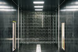 View of the active grille through the inside of the wind tunnel. 