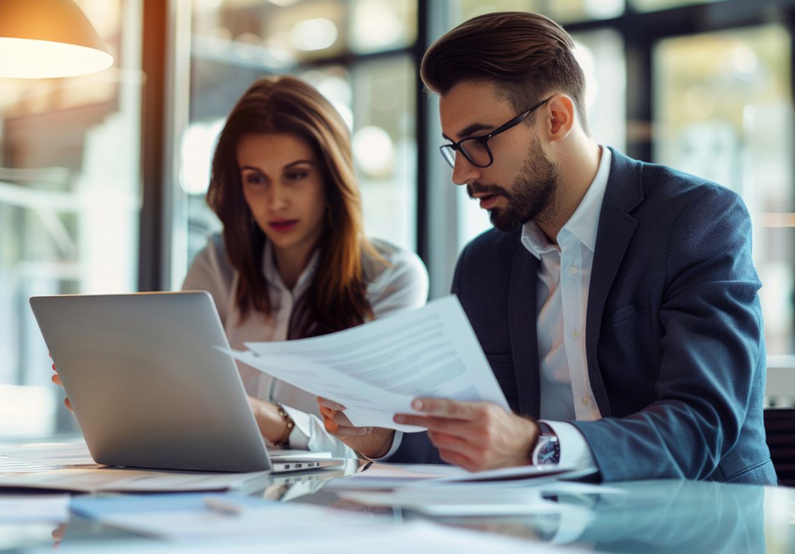 business, laptop, businesswoman, people, computer, businessman, office, woman, meeting, working, team, teamwork, group, couple, businesspeople, work, smiling, sitting, talking, communication, desk, executive, internet, manager, two
