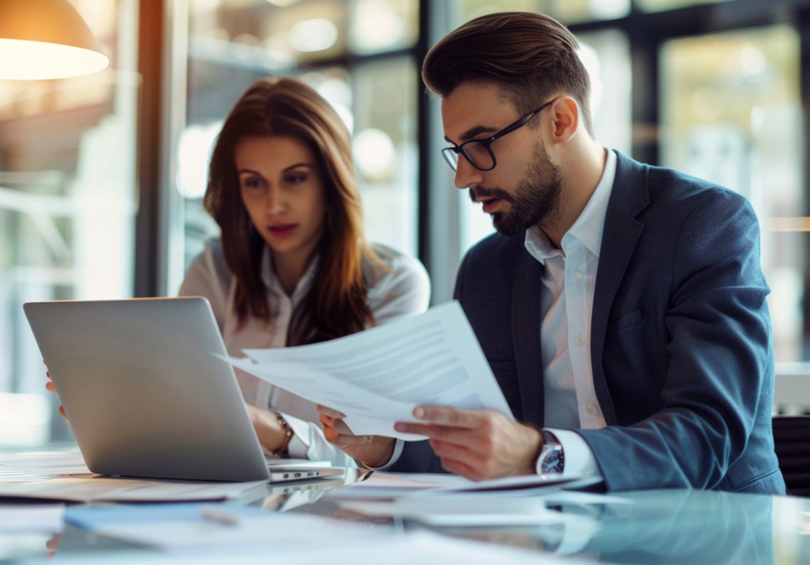 business, laptop, businesswoman, people, computer, businessman, office, woman, meeting, working, team, teamwork, group, couple, businesspeople, work, smiling, sitting, talking, communication, desk, executive, internet, manager, two