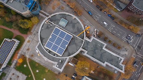 Aerial photo of the lecture hall complex.