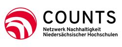 Picture shows the project logo. It consists of three components. On the left is a round symbol with an inner pattern and on the right is the name of the network as lettering. Above this is the project name COUNTS in larger letters.