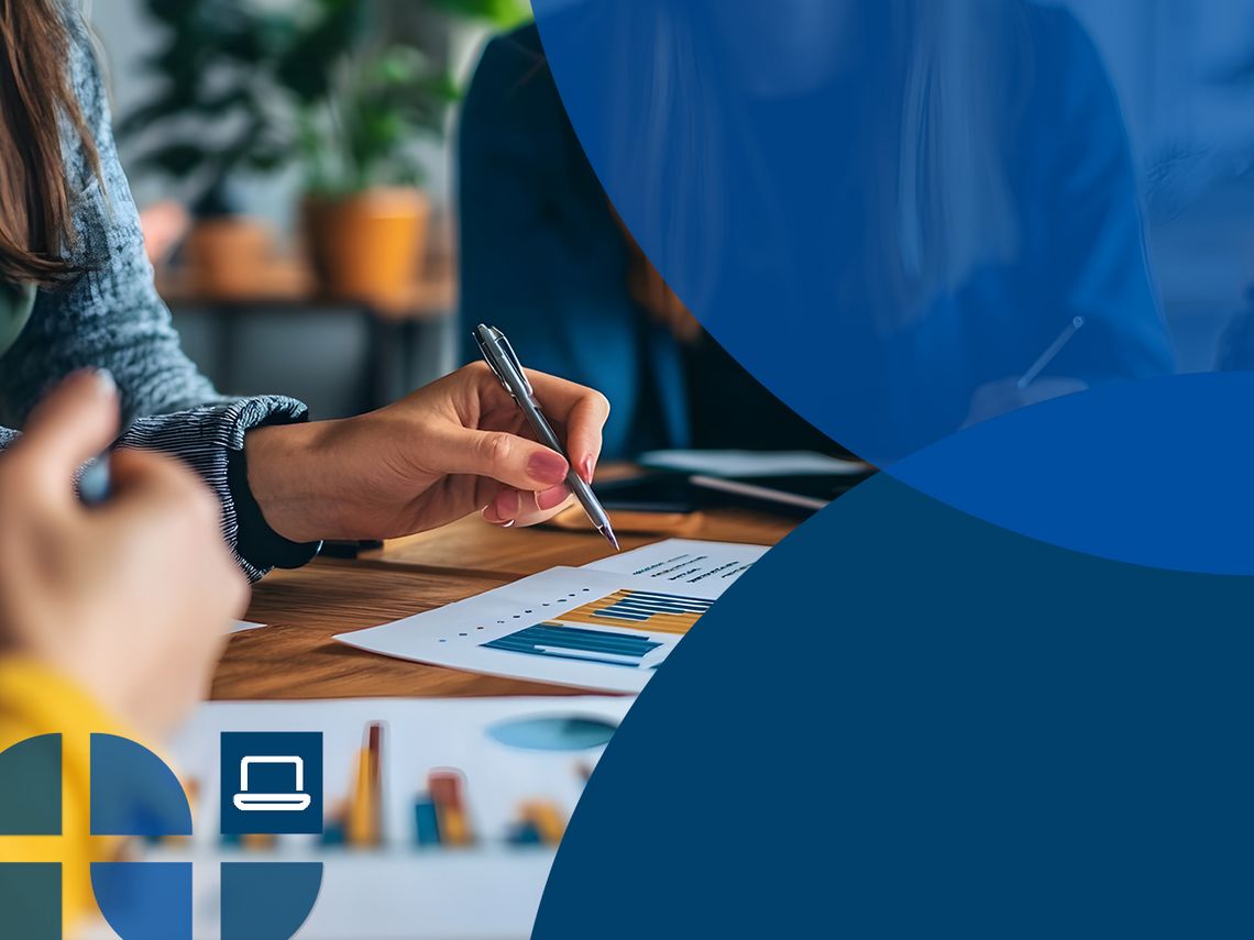 You can see the upper bodies and hands of several women with notes and pens in front of them.