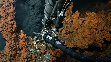 Atlantik, Hydrothermalquelle, MARUM-QUEST, Meerestechnik / Technologie, Mittelatlantischer Rücken, Ozeanboden, Probennahme, Schwarzer Raucher, Tauchroboter / ROV, Tiefsee