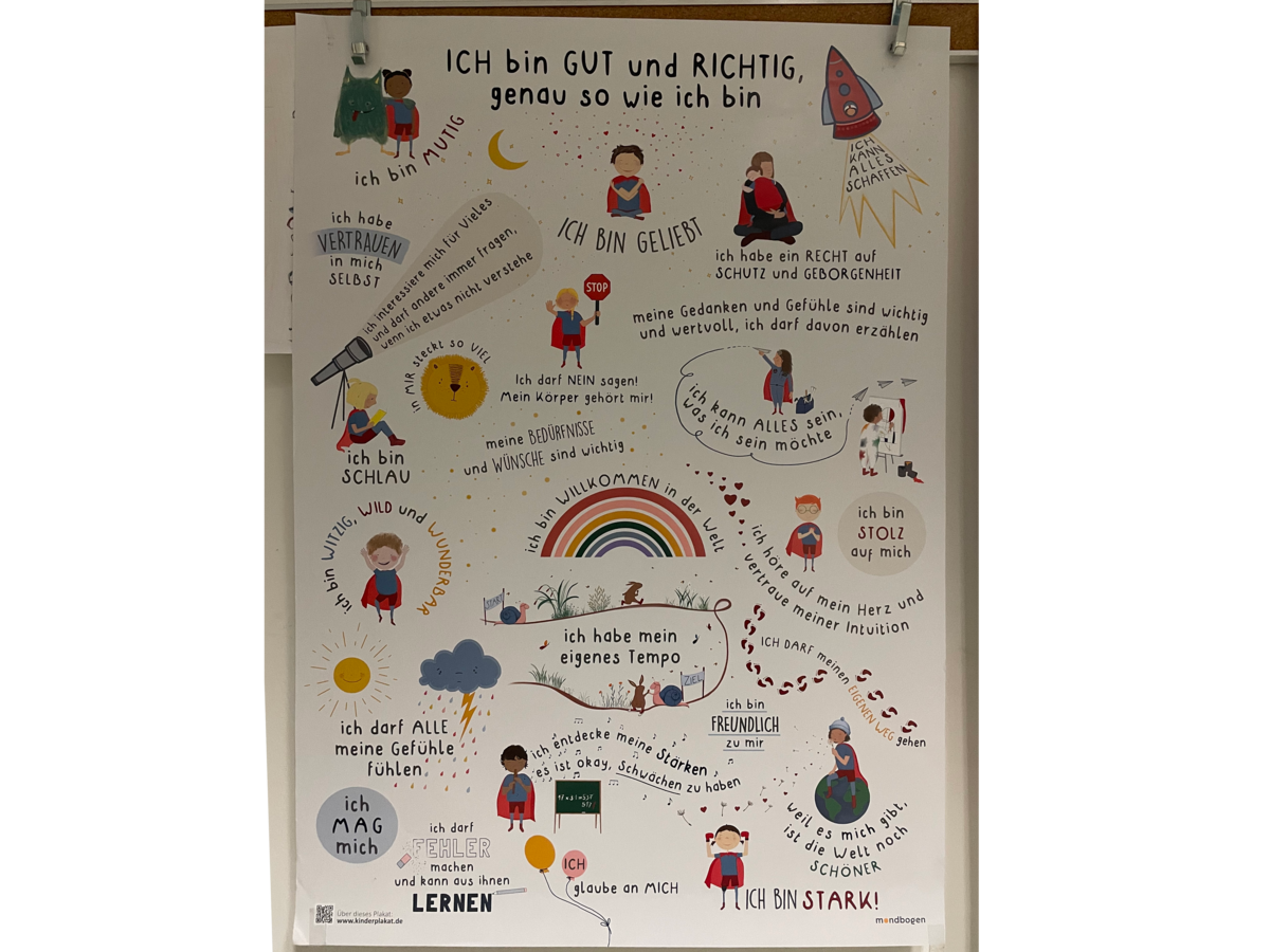 Plakat in der IGS Flötenteich mit aufbauendem, motivierendem Text