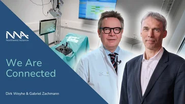 Dirk Weyhe and Gabriel Zachmann, an operating room in the background.