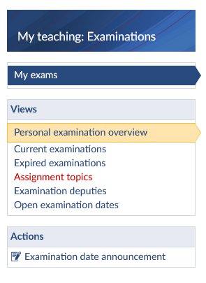 Screenshot UOL StudIP left navigation My exams