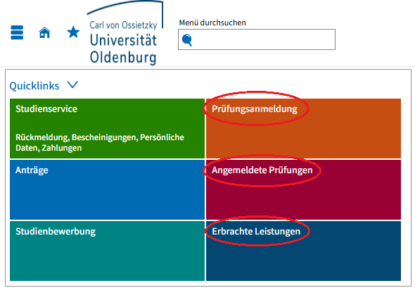 Übersicht Prüfungsverwaltung